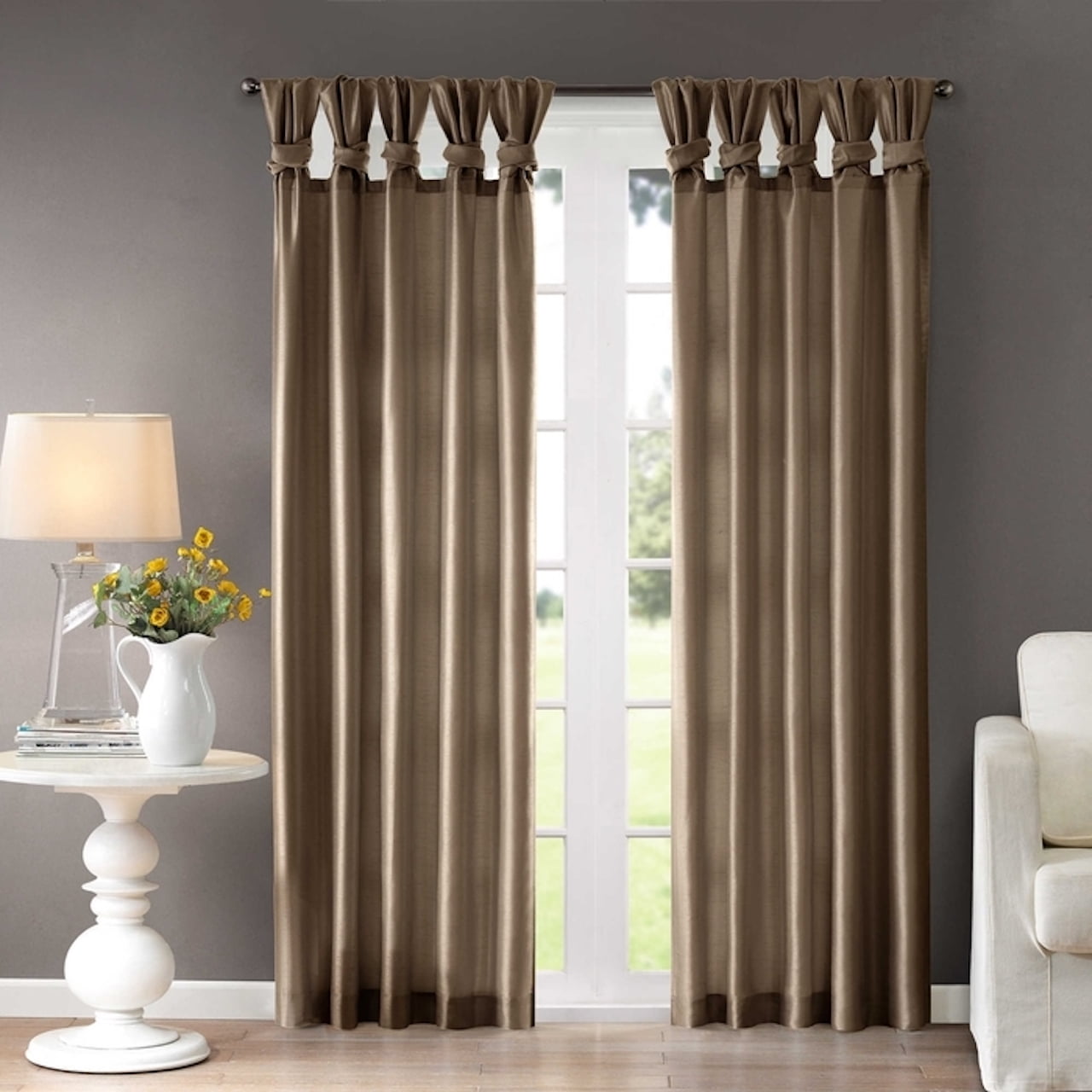 Madison Park Emilia 108 L 1 Twist Tab Curtain Panel Taupe Madison Park Emilia 108 L 1 Twist Tab Curtain Panel Taupe