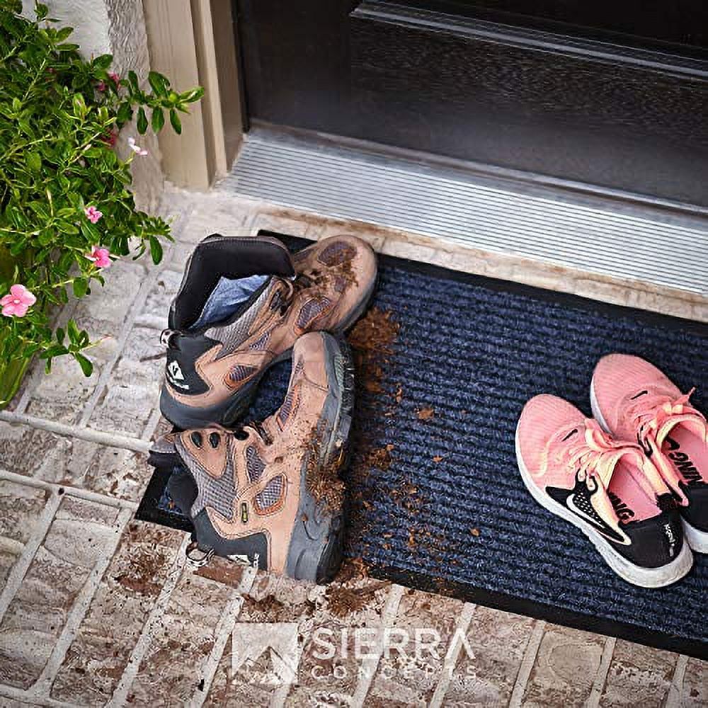 Sierra Concepts 2-Pack Striped Door Floor Mat - Indoor Outdoor Rug Entryway Welcome Mats with Rubber Backing for Shoe Scraper, Ideal for Inside Outside High Traffic Area, Steel Gray & Black 30" x 17" - image 2 of 6