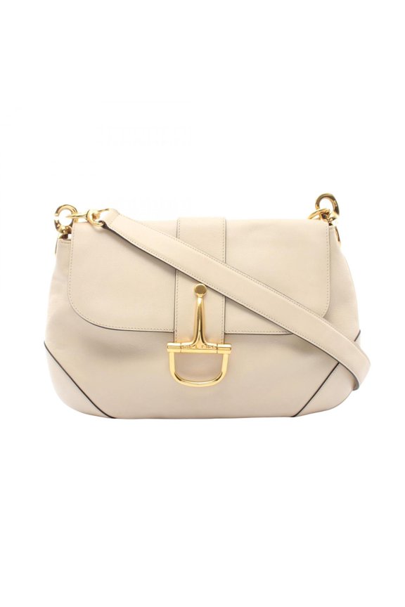 Pre-Owned Celine logo shoulder bag/handbag, leather, women's, ivory.