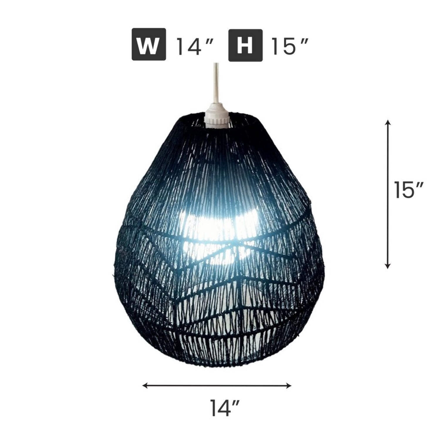Aria Home Flora Teardrop Pendant Light Seagrass Natural Boho Ceiling Lamp Brown Decor