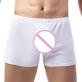 thumbnail image 4 of HUPOM Mens Underwear Boxer Briefs Male Thongs Medium waist Comfort Waist Solid Boxer Briefs White 2XL, 4 of 5