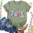 thumbnail image 2 of YDLCAFD Hauts à Nouer pour Femmes Blouse Décontractée pour Femmes Chemises Imprimées pour Pâques Col Rond Manches Courtes Tee Tops Tunique Bleu Marine Débardeurs Mignons pour Femmes, 2 of 4
