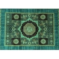 thumbnail image 1 of Ahgly Company Machine Washable Indoor Rectangle Abstract Turquoise Blue Modern Area Rugs, 6' x 9', 1 of 4