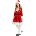 thumbnail image 4 of ZACPNCV Toddler Girls Dresses Long Sleeve Christmas Children Red Joyful Celebration VelvetRound Neck Dress Red, 4 of 6