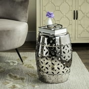 Safavieh Lattice Coin Indoor/Outdoor Garden Patio Stool, Silver