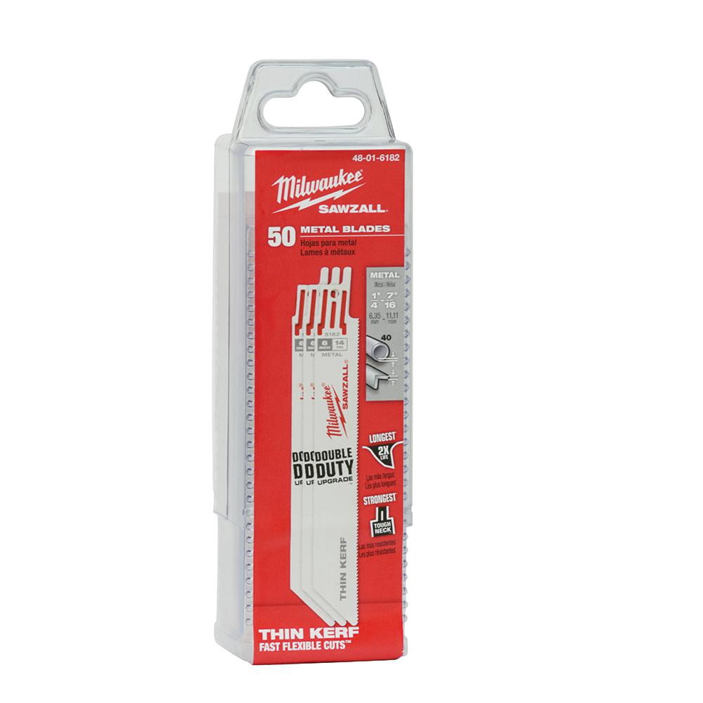 Milwaukee 48-01-6182 6" 14 TPI Thin Kerf SAWZALL Blades (50 Pack)