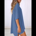thumbnail image 4 of Traje Casual de Dos Piezas para Mujer, Camisa Holgada de Verano, Pantalones Cortos de Ciclismo, Ropa de Viaje para el Aeropuerto. Azul XXL, 4 of 7