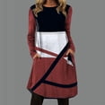 thumbnail image 3 of Pompotops Robe Décontractée Mode Femme Col Rond Manches Longues avec Poches Imprimées, 3 of 5