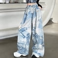 thumbnail image 6 of ZACPNCV Baggy Jeans for Girls Star Patchwork Denim Pants High Waisted Wide Leg Trousers Streetwear Blue 5-7 Years, 6 of 9