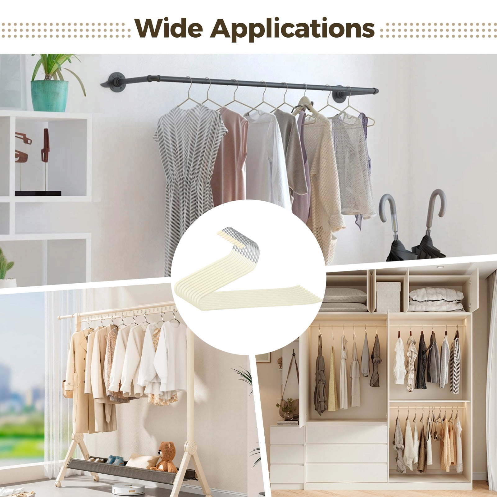 40 Pack Open-Ended Pants Hangers, 13.8 in Smooth Plastic Coated Non-Slip Open-Ended Hangers, White Space Saving Metal Heavy Duty Pants Organizer for Jeans, Trouser, Leggings, Slacks, Scarf