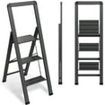 thumbnail image 3 of Sorfey 3-Step Aluminum Foldable Ladder Step Stool Folding Step Ladder, Gray, 3 of 12