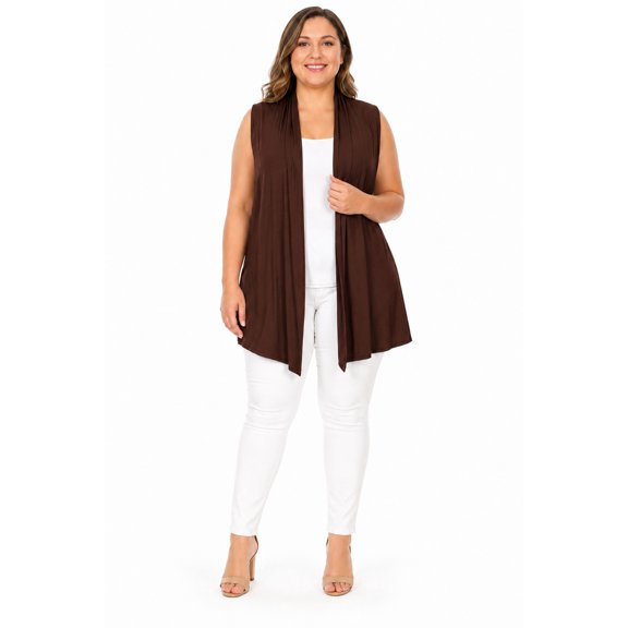 Women's Plus Size Open Front Relexed Fit CasualSleeveless Vest Cardigan