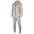 thumbnail image 2 of 9 Crowns Unique Two Piece Jacket Hoodie and Pant Tracksuit Set (Light Grey/Orange Tape, Large), 2 of 8