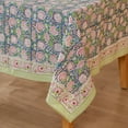 thumbnail image 5 of Floral Hand Block Printed Cotton Tablecloth – Blue & White Indian Table Cover for Dining Table –Cotton Ethnic Table Linen – Boho Home Décor Kitchen Accessory (60 Inches Round), 5 of 5