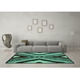 thumbnail image 3 of Ahgly Company Machine Washable Indoor Rectangle Abstract Turquoise Blue Modern Area Rugs, 2' x 4', 3 of 4