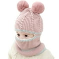 thumbnail image 1 of Automne Hiver Bébé Garçons Filles Épais Chaud Double Pompon Tricoté Écharpe Bonnet, 1 of 10