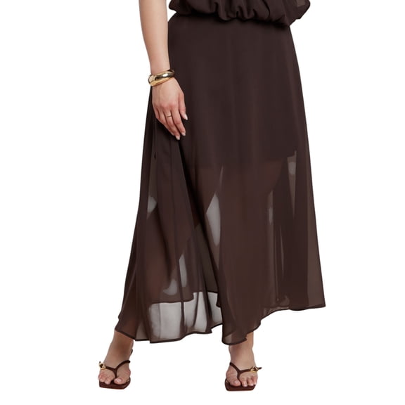ELOQUII Women's Plus Size Semi-Sheer Chiffon Circle Skirt