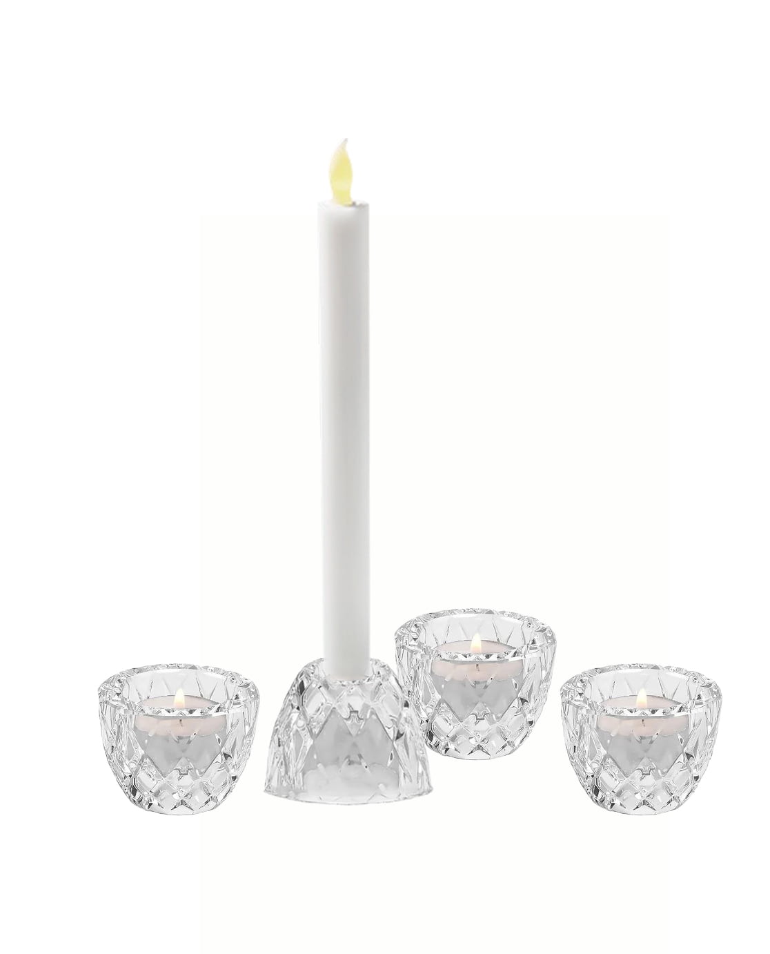 Mainstays Diamond 2in1 Glass Home Candle Holder 4pack, Mainstays Diamond 2in1 Glass Candle Holder 4pack