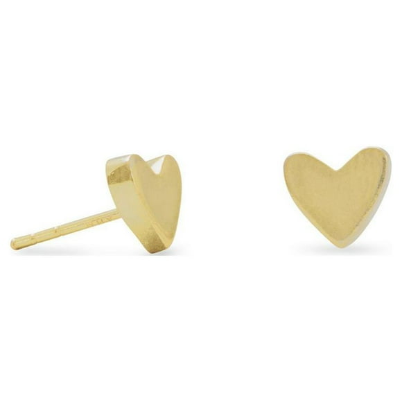 14 Karat Gold Plated 925 Sterling Silver Love Heart Stud Earrings Hearts Are 7mm Jewelry Gifts for Women