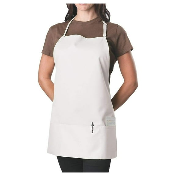 Bib Aprons 6 Pack - White Adjustable Kitchen Apron for Men & Women - 27" x 26" - 3 Pocket Heavy Duty Polyester Work Apron - Restaurant, Cooking, Cleaning