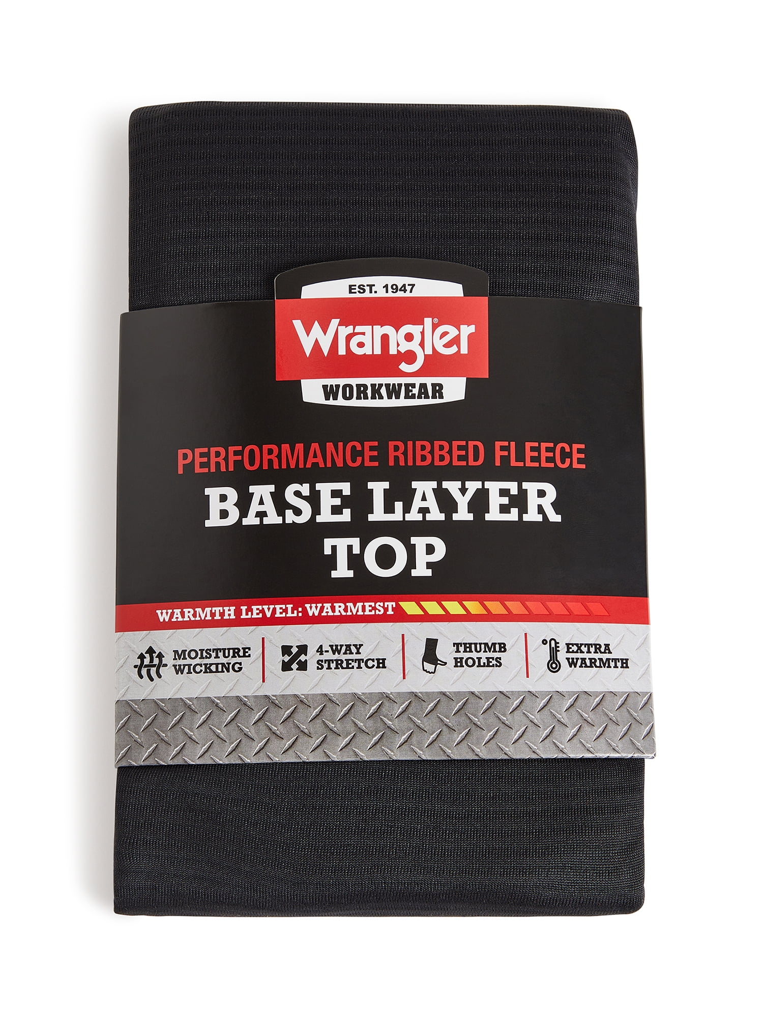 Wrangler Workwear Men's Performance Ribbed Fleece Base Layer Top Long Sleeve Thermal Shirt, XL, Black