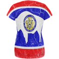 thumbnail image 2 of Wyoming Vintage Distressed State Flag All Over Womens T Shirt Multi SM, 2 of 2