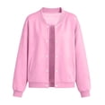 thumbnail image 2 of BXJX Girls Bomber Jackets, School Fleece Lined Snap‑Button Long Sleeve Outerwear for Spring Fall Pink Size 10-11 T, 2 of 6