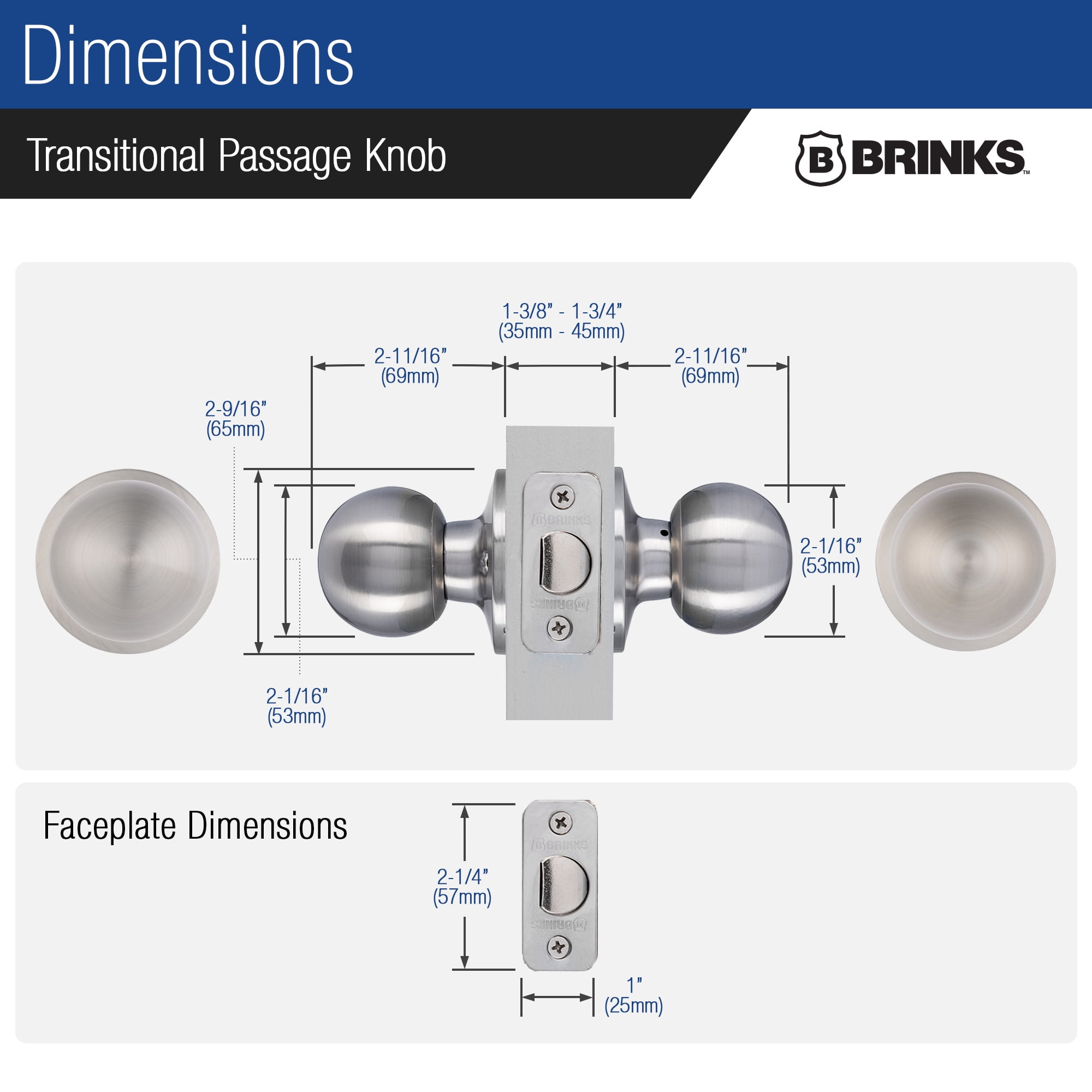 Brinks E2425122 Raleigh Passage Door Knob Set - Black