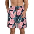thumbnail image 2 of Uemuo Rose Flowers Pattern Men's Swim Trunks Hawaiian Beach Bathing Suit Swimsuits Beach Quick-Dry Shorts with Pockets-Large, 2 of 9