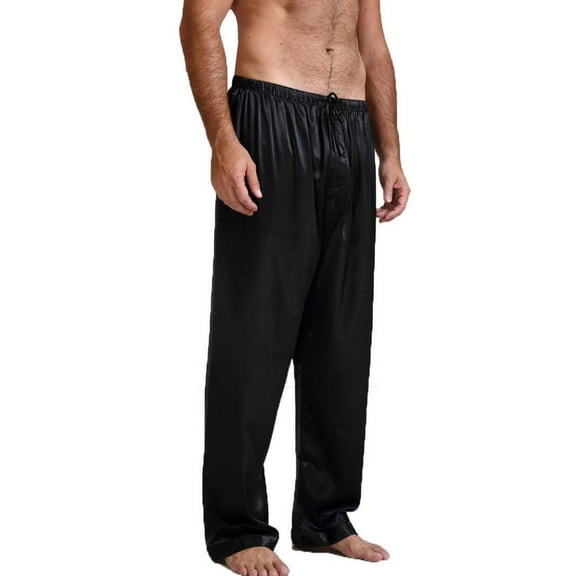 Mens Silk Satin Sleep Bottoms Pajamas Pants Sleep Long Loose Homewear Pant,Nightwear Sleepwear Trousers
