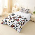 thumbnail image 2 of Manfei Sporty Motocross Twin Comforter Sets,Cute Stars Bedding Set,White,Reversible,2 Pieces,1 Comforter and 1 Pillowcase, 2 of 7