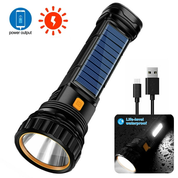 Lampe Torche Led Ultra Puissante Rechargeable USB et solaire