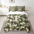 thumbnail image 2 of Feelyou Boy Camo Bedding Comforter Set 7pcs, Green Initial F Letter Full Bedding Set, 2 of 8
