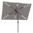 thumbnail image 4 of Wall Mounted Patio Umbrella with Solar LED Lights, 6.5 x 10ft Light Grey Rectangular Outdoor Sunshade, UV Resistant Polyester Canopy, Adjustable Tilt, Crank Handle, Aluminum Pole with Steel Ribs, 4 of 5