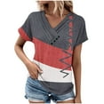 thumbnail image 2 of Fiudx Ofertas Flash Del Día Solo En Línea Top Informal de Primavera y Verano de Manga Corta con Cuello En V para Mujer, 2 of 5