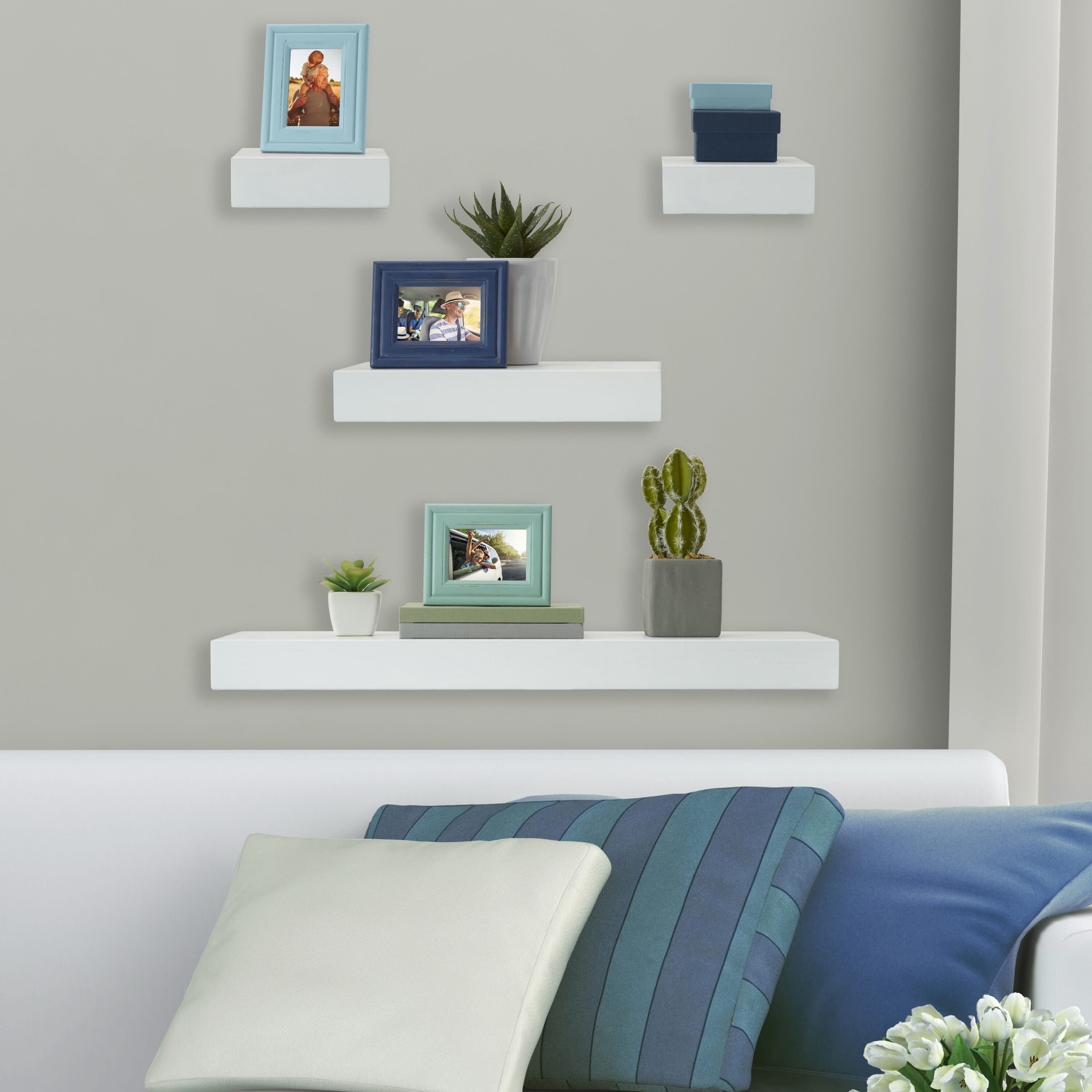 Melannco Set of 4 1-24 1-12 2-6 Chunky Shelves in White