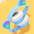 thumbnail image 3 of Auriculares inalámbricos con forma de gato, sonido HiFi, luminosos, estéreo, Bluetooth, para el hogar, la escuela y la oficina, color azul claro., 3 of 6