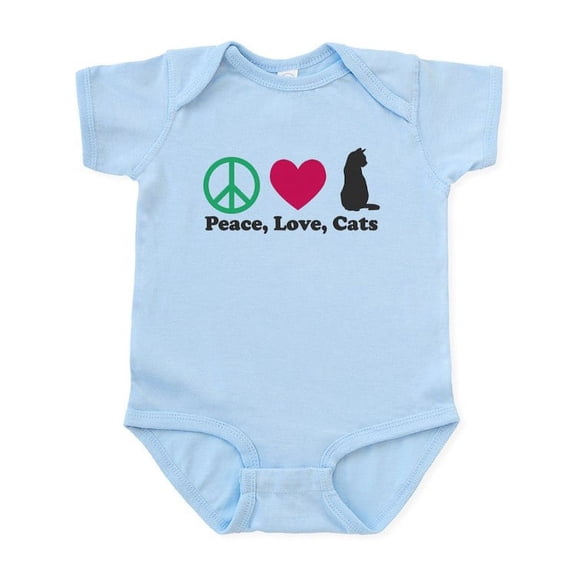 CafePress - Peace,Love, Cats Baby Light Bodysuit - Baby Light Bodysuit, Size Newborn - 24 Months