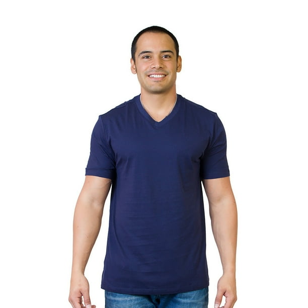 T-Shirt Steven Craig à Manches Courtes et Col V Bleu Marine XLarge pour Homme