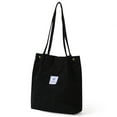 thumbnail image 1 of Yingyy Sacs en Velours Côtelé pour Femmes Sac à Bandoulière Léger Réutilisable Grande Capacité Sacs de Courses Rétro Sacs à Main Décontractés Sangle Renforcée Noir, 1 of 8