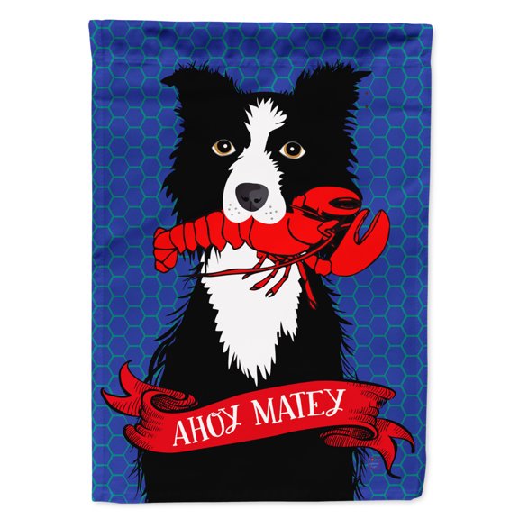 Carolines Treasures VHA3011CHF Ahoy Matey Nautical Border Collie Flag Canvas House Size  Large multicolor