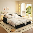 thumbnail image 6 of 65.4'' Pull Out Couch Bed Queen Size, Chenille Sleeper Sofa Daybed, 3 in 1 Convertible Couches, Futon Sofa with 2 Pillows, Storage Pockets, USB, Loveseat for Small Spaces, Living Room, Black, 6 of 9