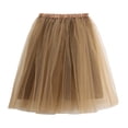 thumbnail image 5 of MIXUE Skirts For Women Summer Solid Color Mesh High Waist Layered Party Casual Beach Skirt Activewear,Brown,M, 5 of 6