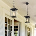 thumbnail image 4 of LNC 1-Light Black Square Outdoor Pendant Light with Glass,H11"×L6", 4 of 11