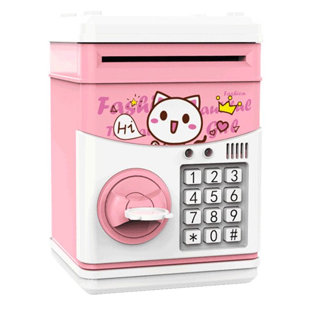 Caja de ahorros para niños NikouMX rosa con contraseña