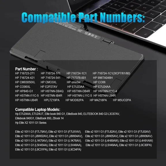 For HP CM03XL Battery Elitebook 840 845 850 740 745 750 G1 G2 Series 717376-001
