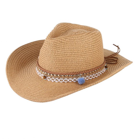 Men & Women's Woven Straw Cowboy Cowgirl Straw Hat Cowboy Hats for Women Cowboy Hat Shapeable Brim, Beach Cowgirl (yellow)