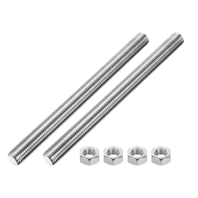 Uxcell Fully Threaded Rod M20 x 250 2.5mm Pitch 304 Stainless Steel With Screw Nut 2Pcs