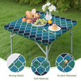 thumbnail image 4 of Blue Green Checkered Pattern Square Fitted Tablecloth with Elastic Edge,Square Table Cover,Washable Elastic Table Cover for Home Kitchen Party Decor 34"x34", 4 of 6