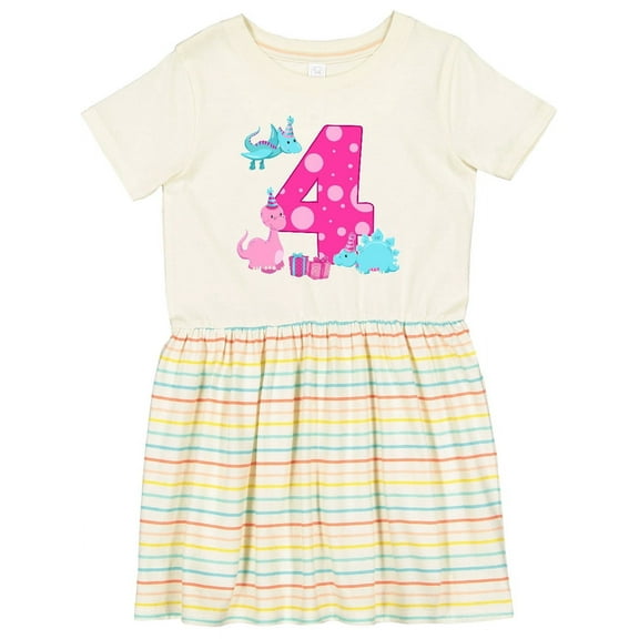 Inktastic Dinosaur Party-fourth Birthday Girls Toddler Dress
